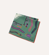 And Rust Tribal Print Silk Pocket Square