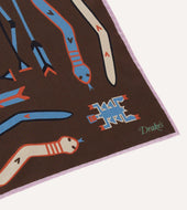 And Pink Tribal Print Silk Pocket Square