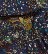 Birds Of Paradise Print Wool Silk Pocket Square
