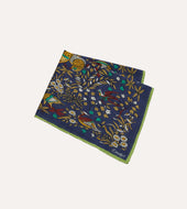 Birds Of Paradise Print Wool Silk Pocket Square