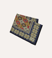 Geometric Tapestry Print Wool Silk Pocket Square