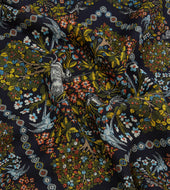 Floral Unicorn Print Wool Silk Pocket Square
