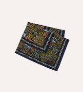 Floral Unicorn Print Wool Silk Pocket Square