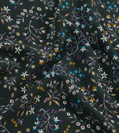 Green Floral Print Silk Pocket Square