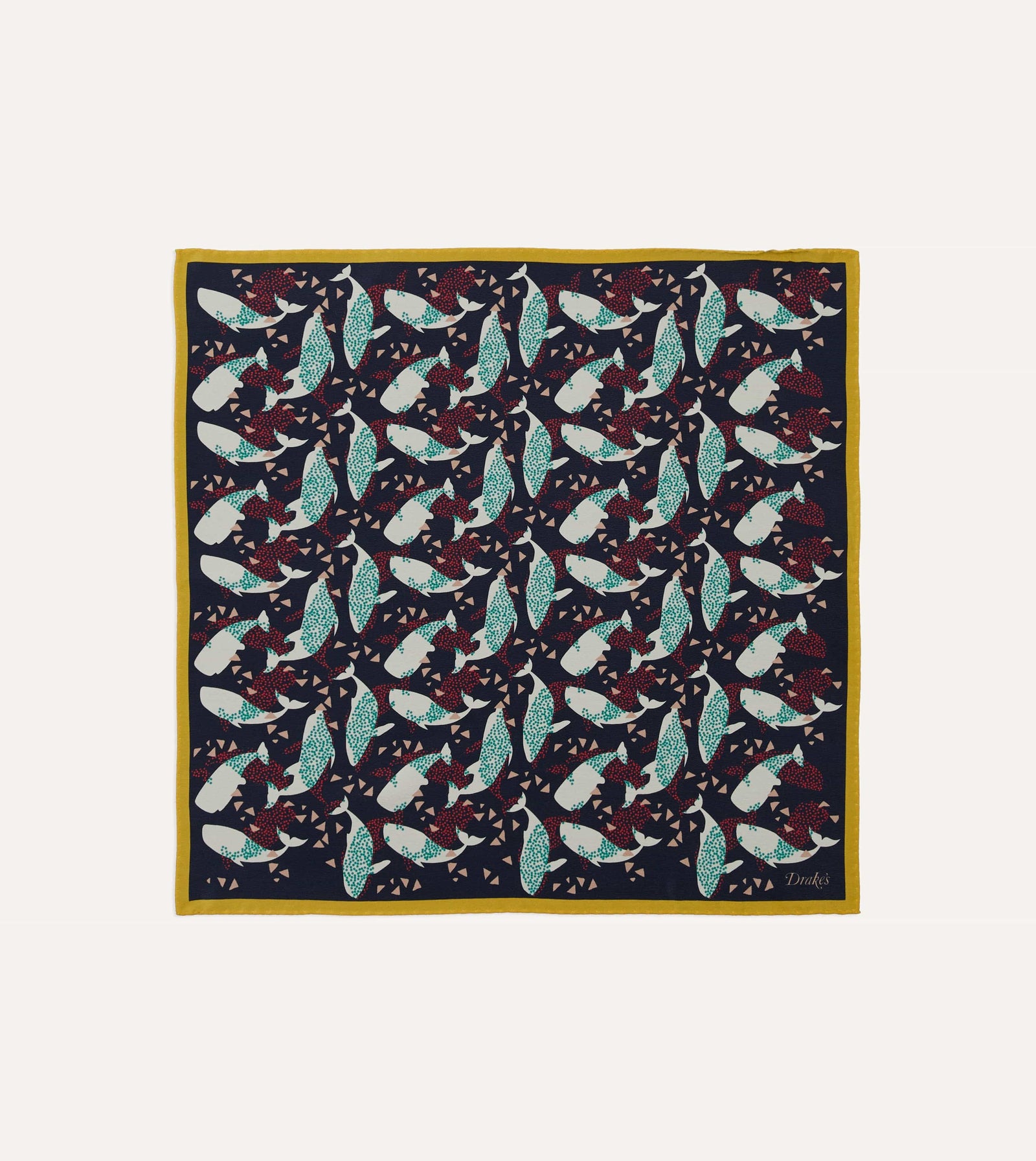 Whale Print Silk Pocket Square