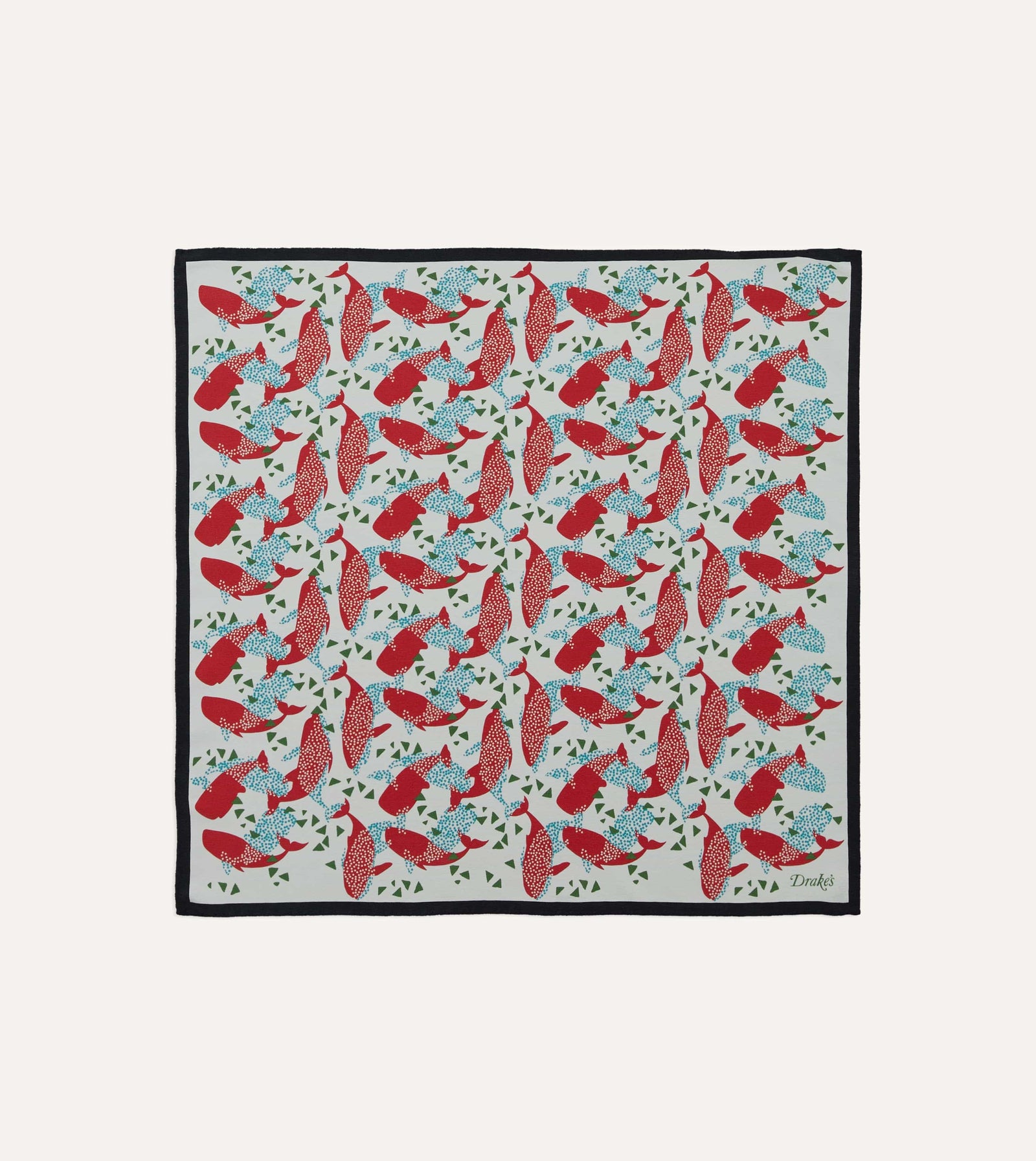 Whale Print Silk Pocket Square