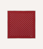 Red Polka Dot Print Silk Pocket Square