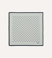 Ecru Polka Dot Print Silk Pocket Square