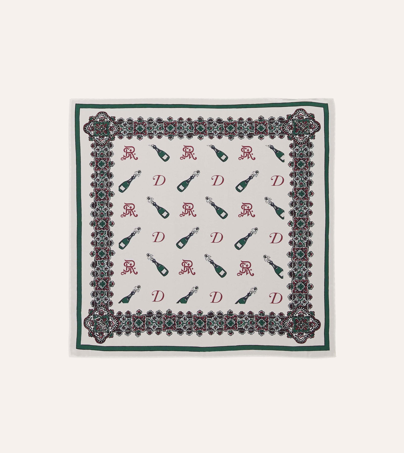 Drake’s for St. Regis Champagne Print Silk Pocket Square