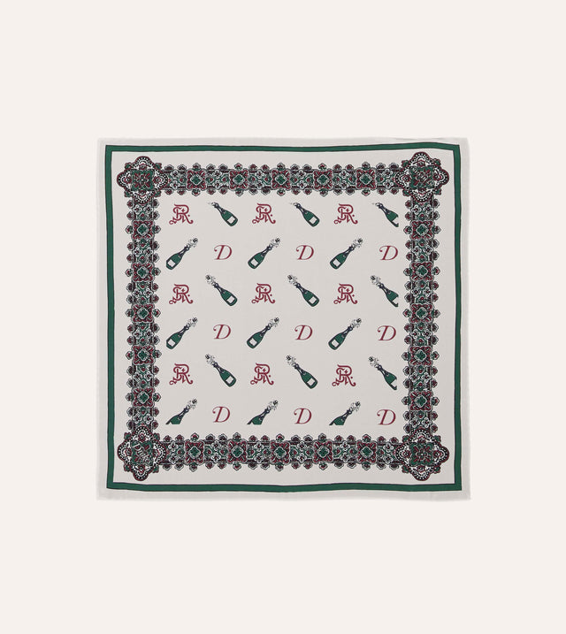 Drake’s for St. Regis Champagne Print Silk Pocket Square