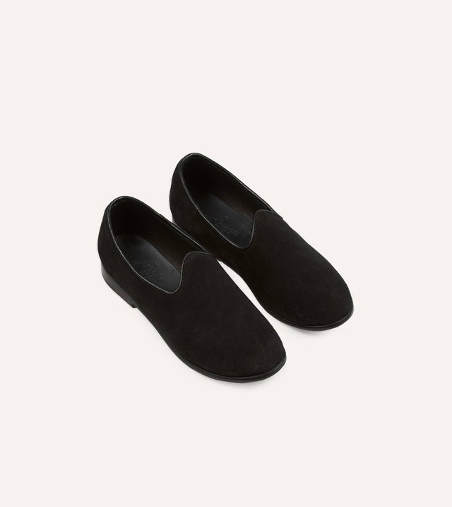 Sabah for Drake's Black Suede Bolo Shoe