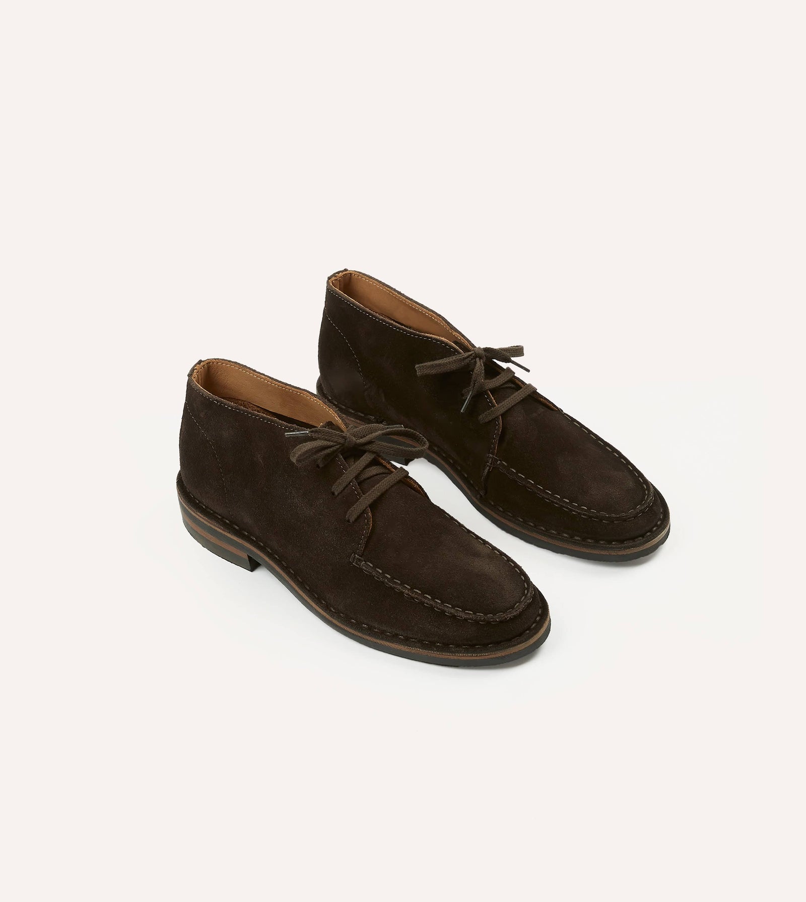 Crosby Moc Toe Chukka Boot Dark Brown Roughout Suede With Rubber Sole