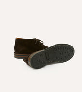 Crosby Moc Toe Chukka Boot Dark Brown Roughout Suede With Rubber Sole