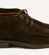 Crosby Moc Toe Chukka Boot Dark Brown Roughout Suede With Rubber Sole