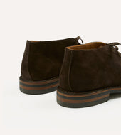 Crosby Moc Toe Chukka Boot Dark Brown Roughout Suede With Rubber Sole