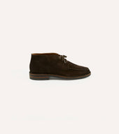Crosby Moc Toe Chukka Boot Dark Brown Roughout Suede With Rubber Sole