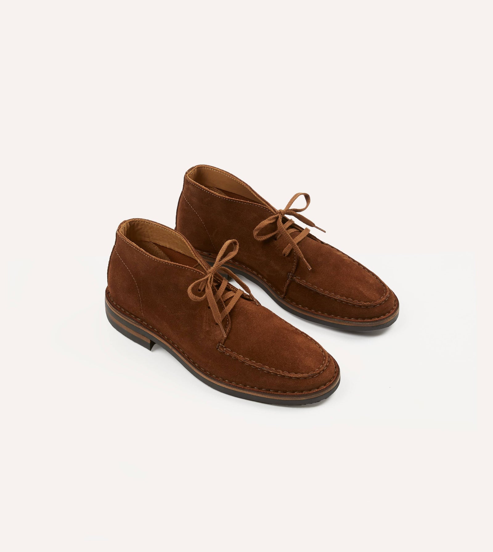 Crosby Moc Toe Chukka Boot Light Brown Roughout Suede With Rubber Sole