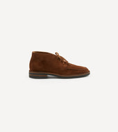 Crosby Moc Toe Chukka Boot Light Brown Roughout Suede With Rubber Sole