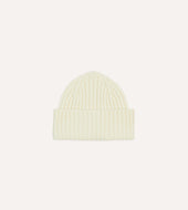 Ecru Lambswool Ribbed Knit Cap
