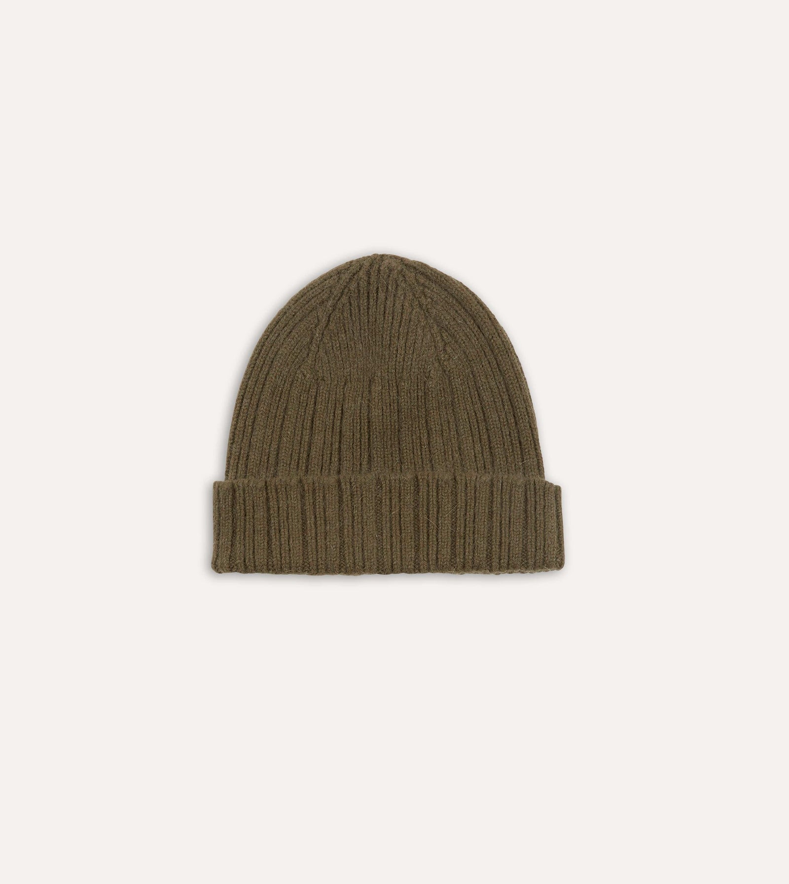 Green Angora Lambswool Ribbed Knit Cap