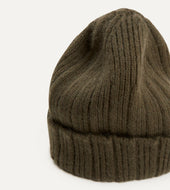 Green Angora Lambswool Ribbed Knit Cap