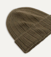 Green Angora Lambswool Ribbed Knit Cap