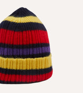 Yellow And Red Multi Stripe Geelongora Ribbed Knit Cap