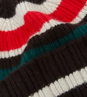 Ecru And Red Multi Stripe Geelongora Ribbed Knit Cap