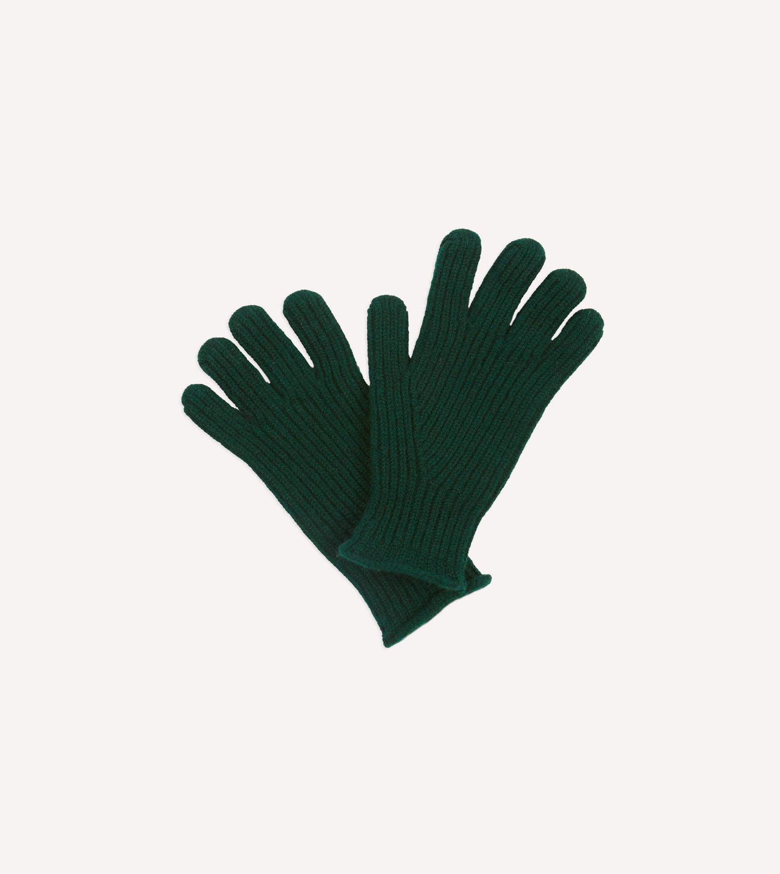 Dark Lambswool Ribbed Knitted Gloves