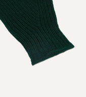 Dark Lambswool Ribbed Knitted Gloves