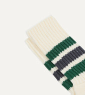 Rototo Green And Grey Cotton Crew Socks