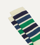 Green And Navy Striped Sport Socks