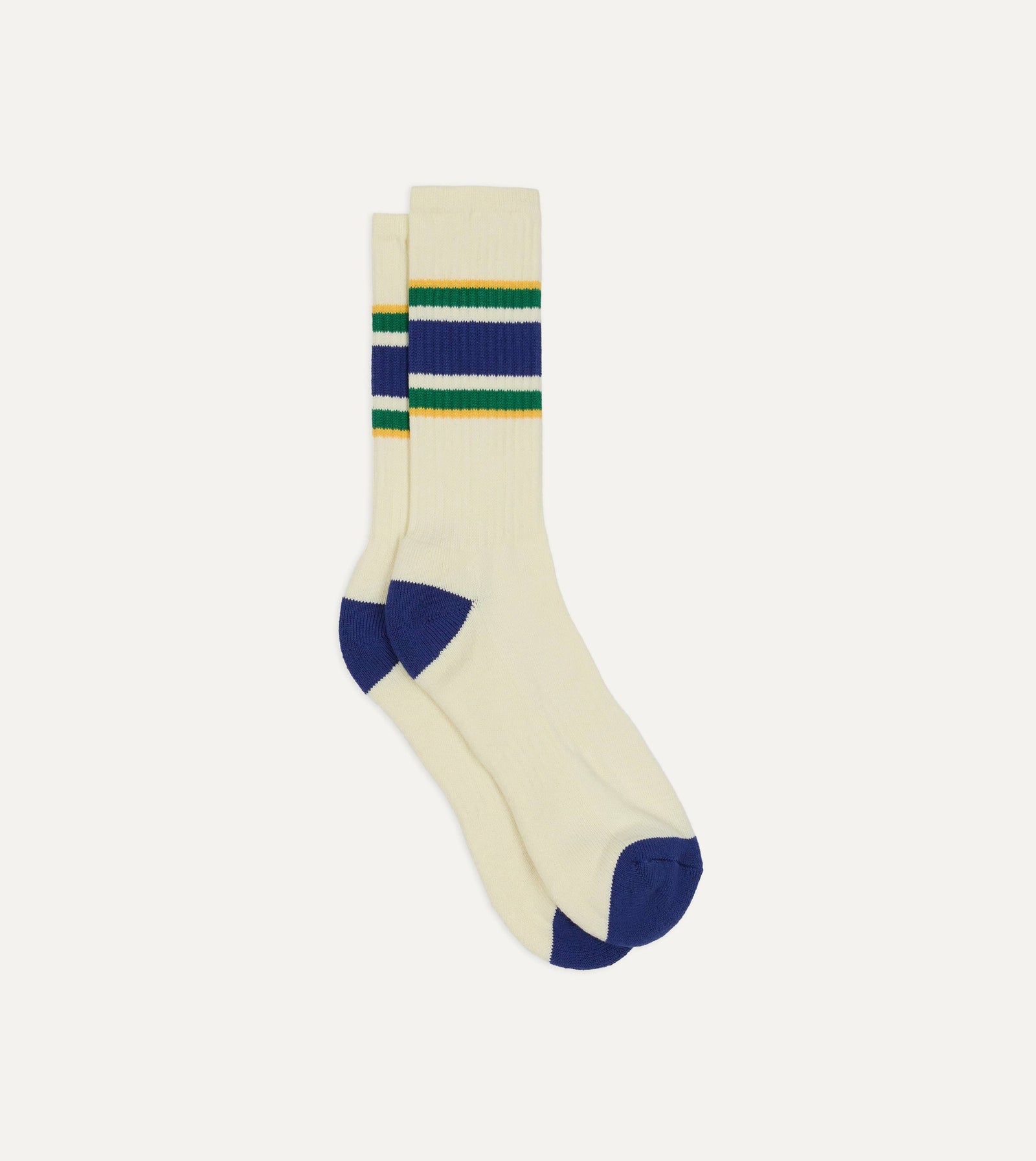 Yellow And Green Striped Sport Socks