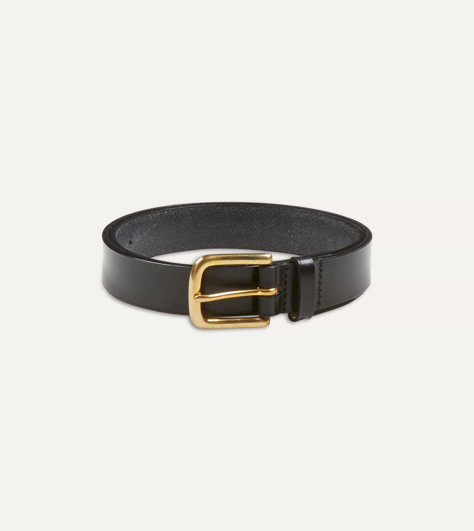 Unlined Bridle Leather Belt With Brass Buckle