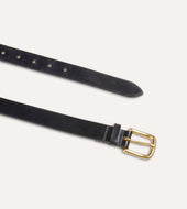 Unlined Bridle Leather Belt With Brass Buckle