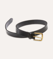 Unlined Bridle Leather Belt With Brass Buckle