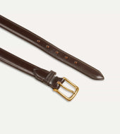 Dark Brown Fully Lined Bridle Leather Belt With Brass Buckle