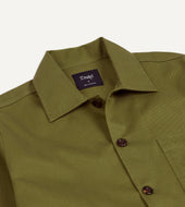 Green Cotton Twill Three Pocket Overshirt