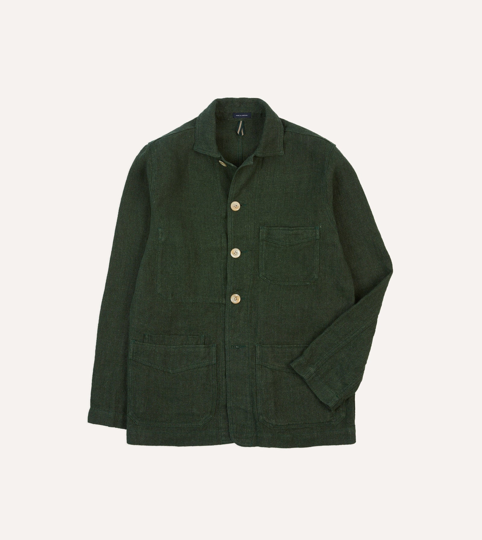 Green Linen Five Pocket Chore Jacket