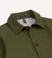 Green Cotton Linen Raglan Work Coat