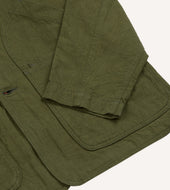 Green Cotton Linen Raglan Work Coat