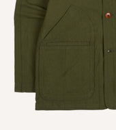 Green Cotton Linen Raglan Work Coat