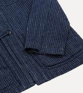 Stripe Linen Loop Button Chore Jacket