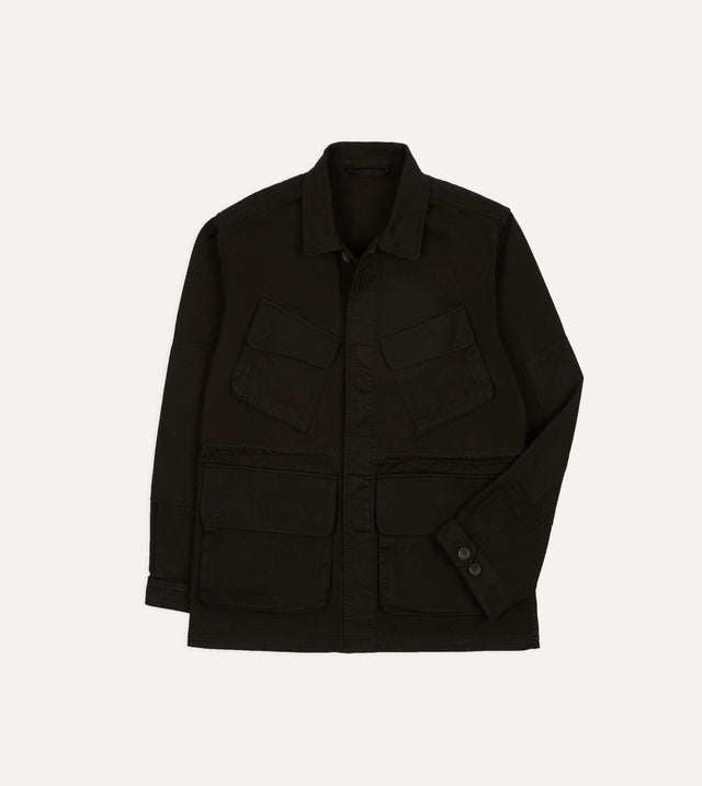 Drake's by A. Levine Black Herringbone Cotton Jungle Jacket