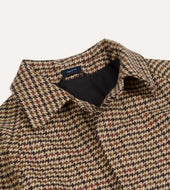Houndstooth Check Wool Raglan Coat