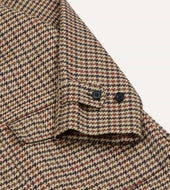 Houndstooth Check Wool Raglan Coat