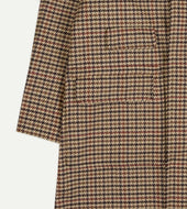 Houndstooth Check Wool Raglan Coat