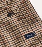 Houndstooth Check Wool Raglan Coat