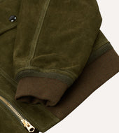 Green Heavyweight Suede A 2 Bomber Jacket