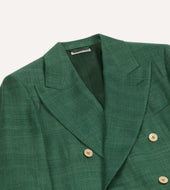 Green Tussah Silk Double Breasted Evening Jacket